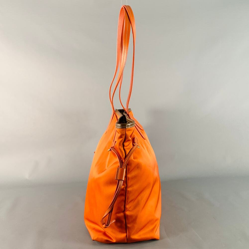 PRADA Orange Gold Saffiano Nylon Leather Trim Tote Handbag - Picture 3 of 12
